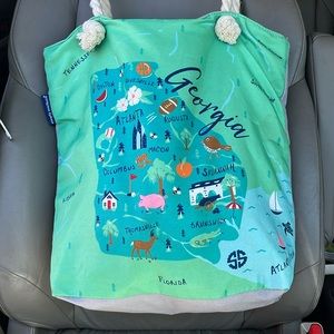 SIMPLY SOUTHERN GEORGIA CANVAS BAG rope straps, zip closure, good condition